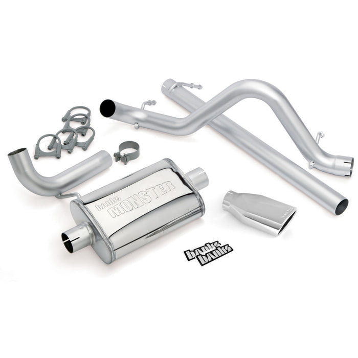 Banks Power 07-11 compatible with Jeep 3.8L Wrangler 2dr Monster Exhaust System SS Single Exhaust w/ Chrome Tip 51321