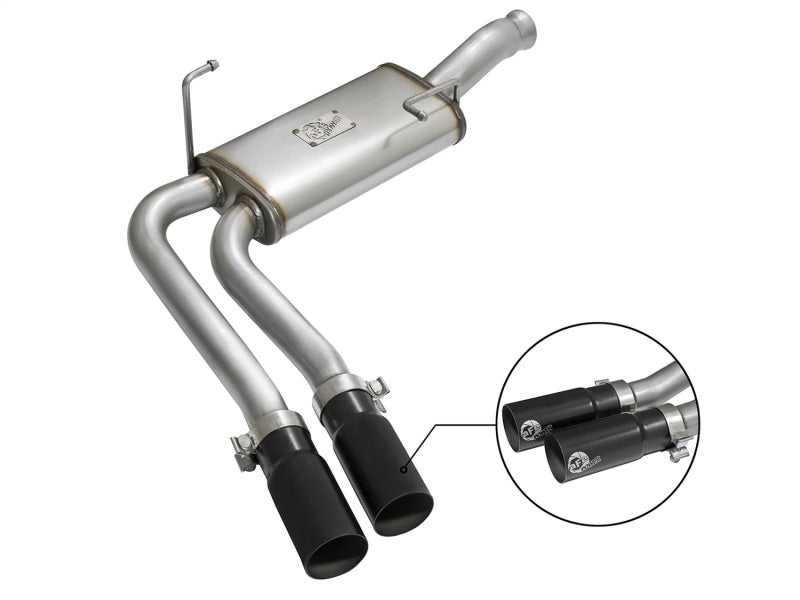 aFe Rebel Series CB Middle-Side Exit SS Exhaust w/ Black Tips 09-16 GM Silverado/Sierra V6/V8 49-44070-B