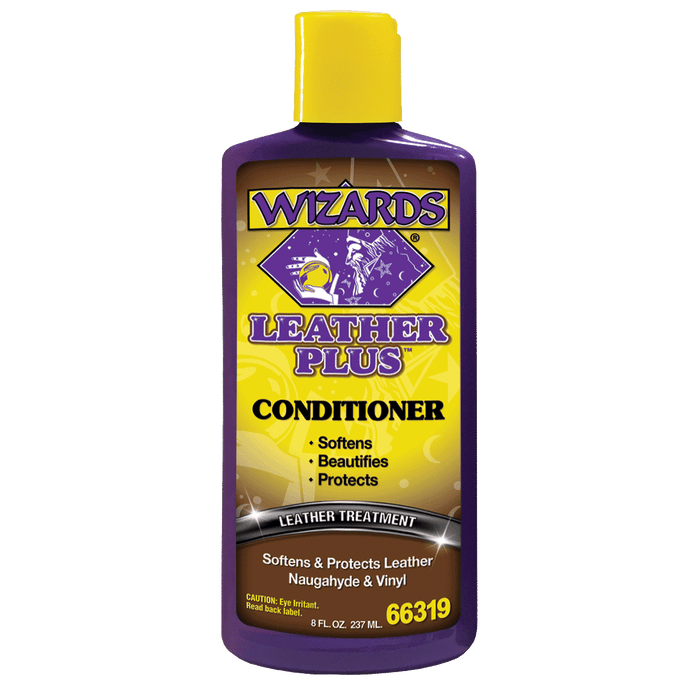 Wizards Leather Plus Leather Conditioner - Moisturizing Car Leather Seat Cleaner and Conditioner - Cleans, Conditions and Protects Leather, Naugahyde and Vinyl Car Accessories - 8 oz - Made in USA