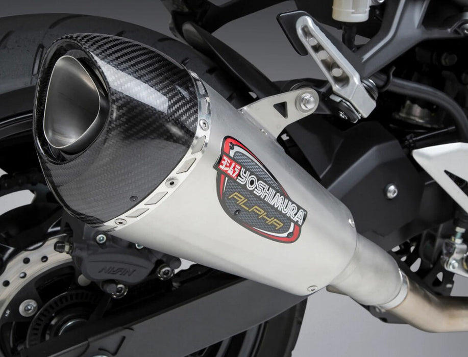 Yoshimura Alpha T Slip-On Exhaust (Street/Stainless Steel/Stainless Steel/Carbon Fiber/Works Finish) Compatible with 18 Kawasaki EX400ABS