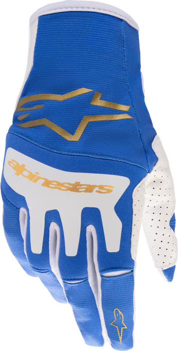 Alpinestars 2023 Techstar Mens MX Glove Small Ucla Blue Brushed Gold