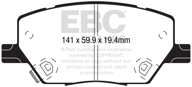 EBC 15+ Fiat 500X 1.4 Turbo Ultimax2 Front Brake Pads UD1811