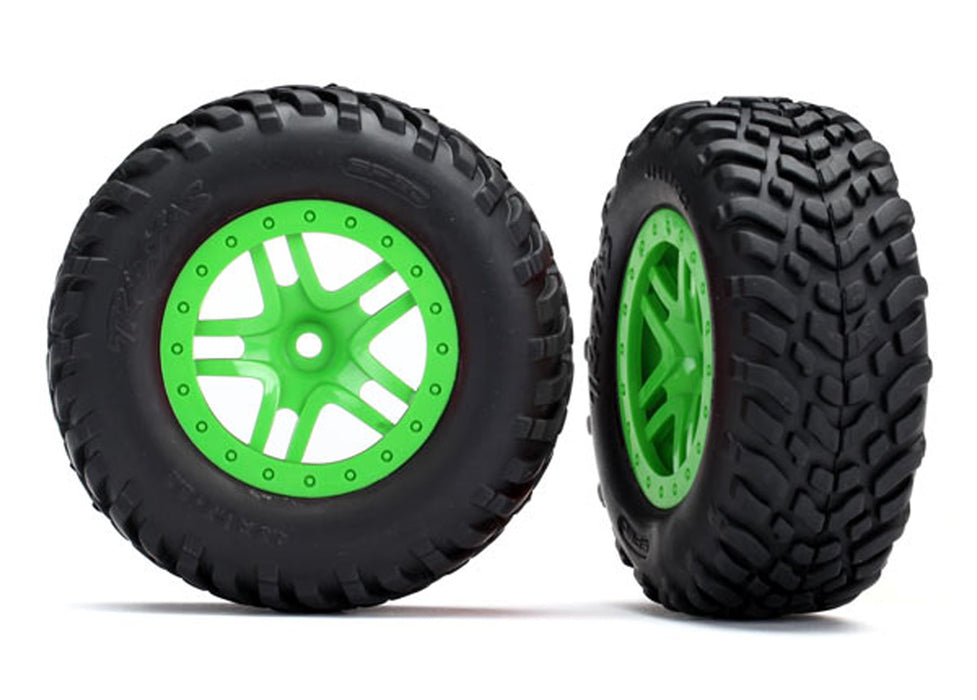 Traxxas 5892G - SCT Off-Road Racing Tires, SCT Split-Spoke Wheels, Green (2)