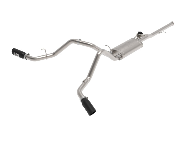 aFe Gemini XV 3in 304 SS Cat-Back Exhaust w/ Cutout 14-19 GM Trucks 4.3L/5.3L w/ Black Tips 49-34132-B