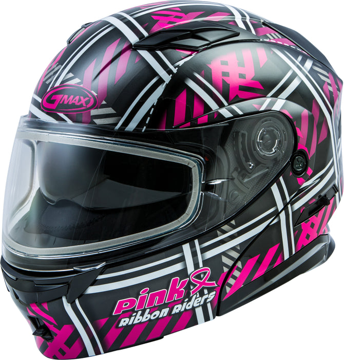 Gmax Md-01S Modular Pink Ribbon Riders Snow Helmet Blk/Pink Xl G2012407D