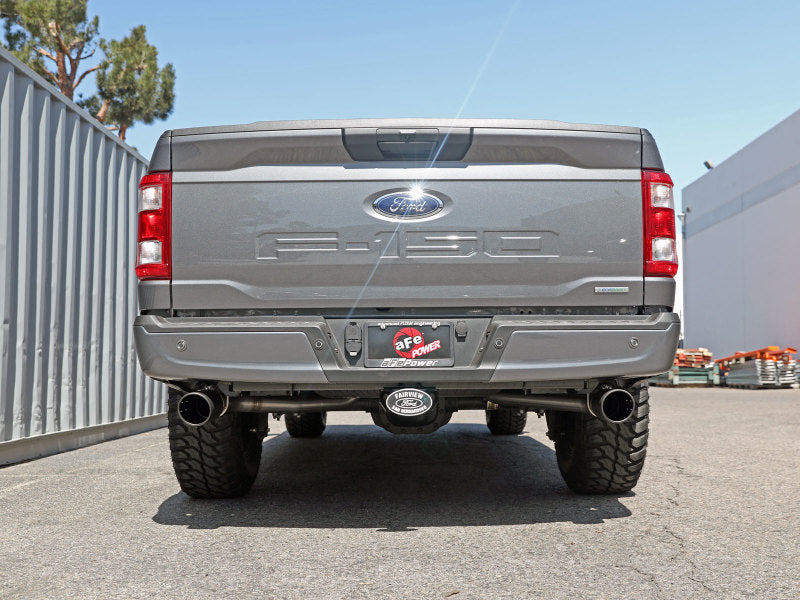 aFe Vulcan 3in 304 SS Cat-Back Exhaust 2021 Ford F-150 V6 2.7L/3.5L (tt)/V8 5.0L w/ Black Tips 49-33127-B