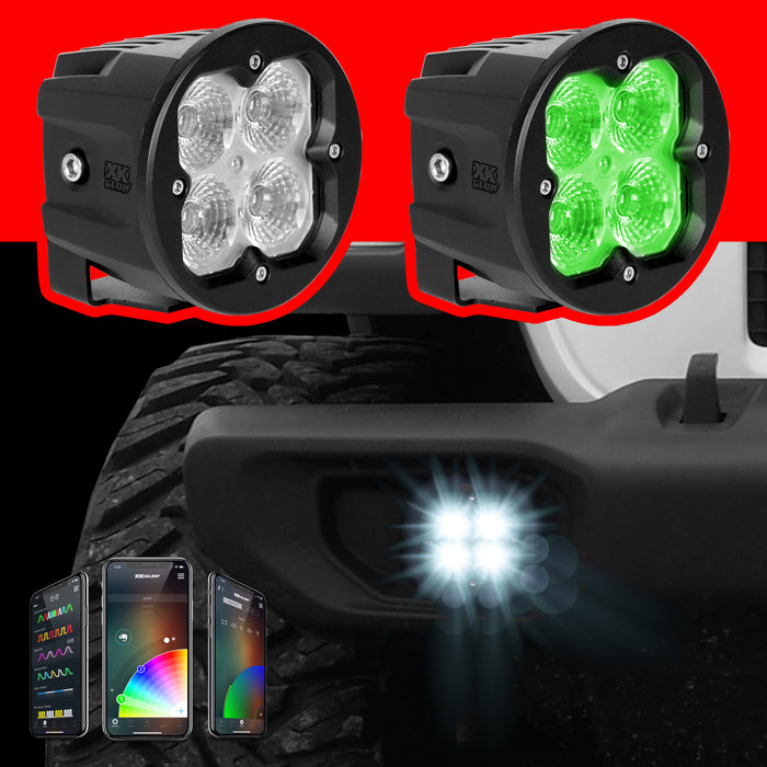 1PC XKGLOW Fog Light Mount Cube Light Spot Beam Bluetooth App Control