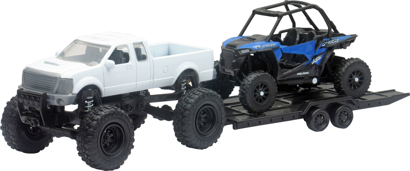 NewRay Toy Replica 4x4 Lifted Pickup Truck with Polaris Sportsman XP1000 ATV