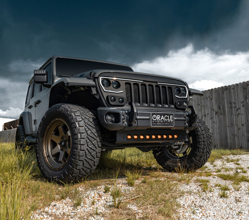 Oracle Lighting Skid Plate With Integrated Led Emitters For Jeep Wrangler Jl And Gladiator Jt Amber Lens 5883-005