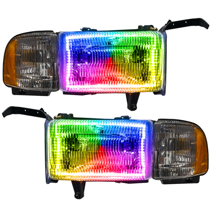 Oracle 94-02 Compatible with Dodge Ram Pre-Assembled Halo Headlights ColorSHIFT w/o Controller SEE WARRANTY 8167-334