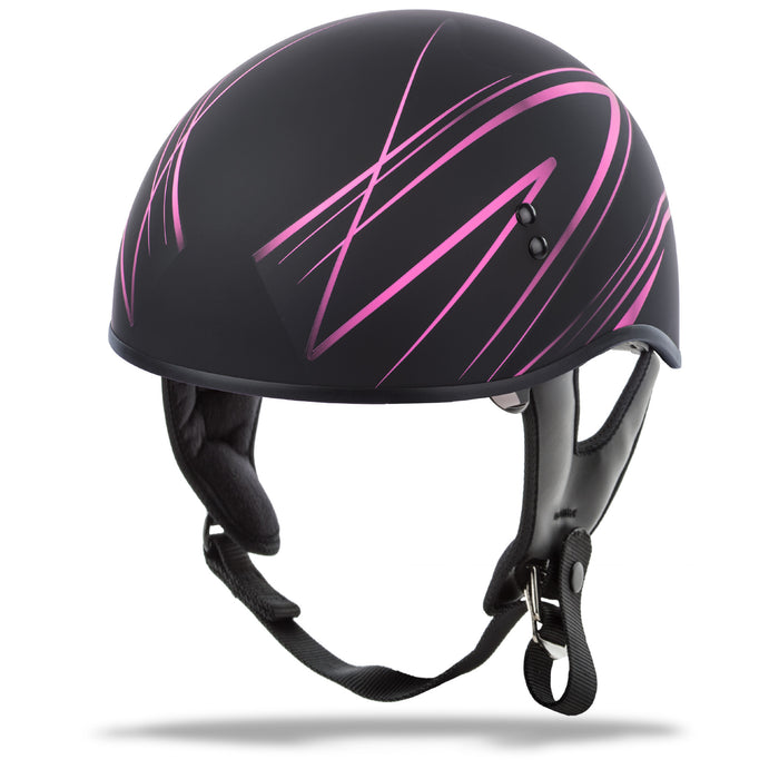 GMAX unisex-adult full-face-helmet-style Helmet (Gm65 Torque Naked Half) (Flat Black/Pink, X-Small)