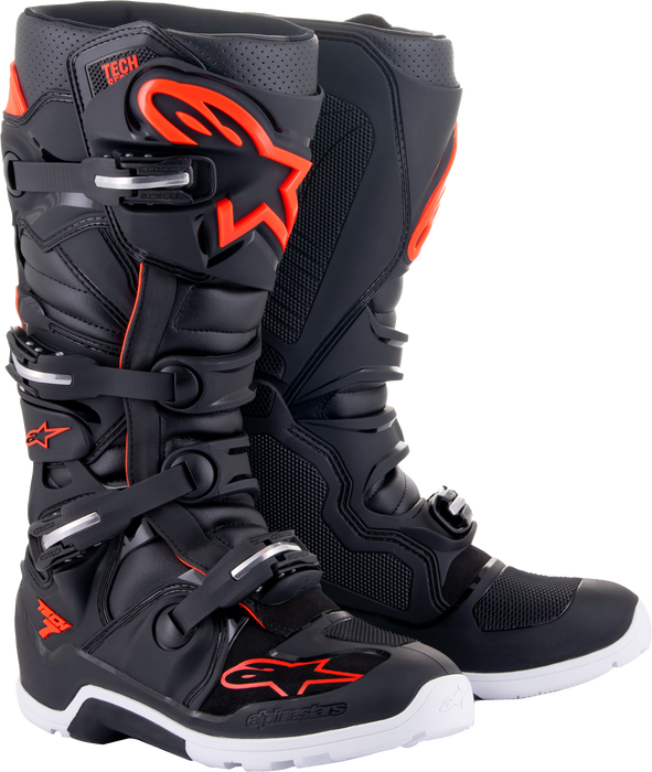 Alpinestars Tech 7 Enduro MX Boots (Black/Red Fluo, 15)