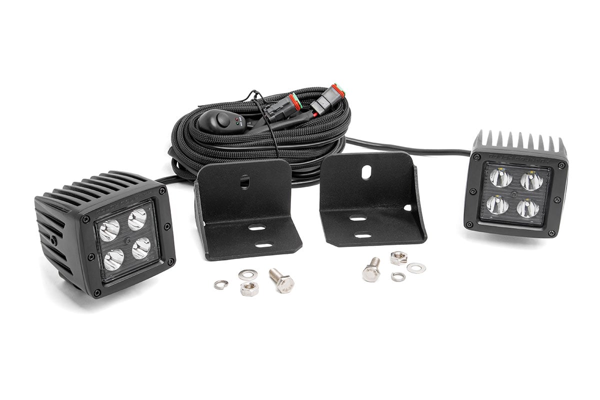 Rough Country Led Light Cab Mount 2" Black Pair Flood Fits Can-Am Defender Hd 5/Hd 8/Hd 9/Hd 10 71011