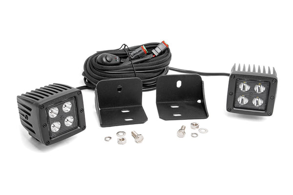 Rough Country Led Light Cab Mount 2" Black Pair Flood Fits Can-Am Defender Hd 5/Hd 8/Hd 9/Hd 10 71011