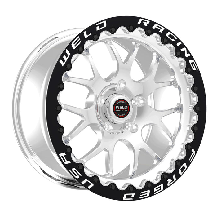 Weld S77 17x10 / 5x115 BP / 6.7in BS Polished Wheel (High Pad) Black Single Beadlock 77HP7100W67F