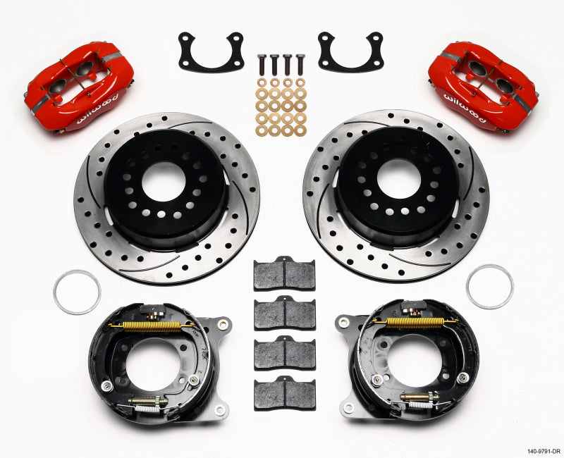 Wilwood Forged Dynalite P/S Park Brake Kit Drill Red New Big Ford 2.50in Offset Front Caliper Mount 140-9791-DR