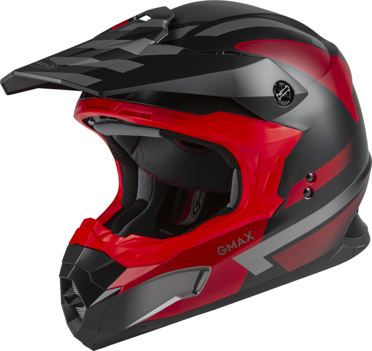 GMAX MX-86 Solid, Lightweight Full-Face Helmet for Motocross and Other Motor Sports (Matte Black/RED/Silver, X-Small)