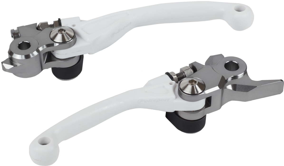 Polisport 8487200011 Unbreakable Folding Levers Machined from Aluminium with Adapter Compatible with Kawasaki Motorcycles in Colour White