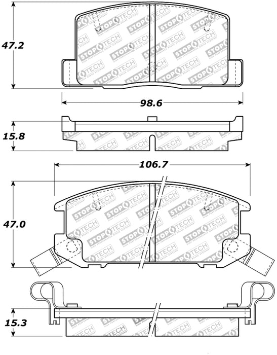 StopTech Street Touring 1/90-95/00-05 Toyota MR2/Spyder Rear Brake Pads 308.0657