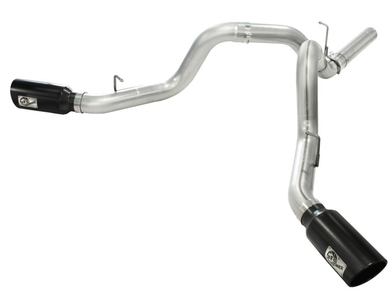 aFe MachForce XP Exhaust 4inch DP-Back All SS 2011-14 GM Diesel Trucks V8-6.6L LML Black Tips 49-44043-B