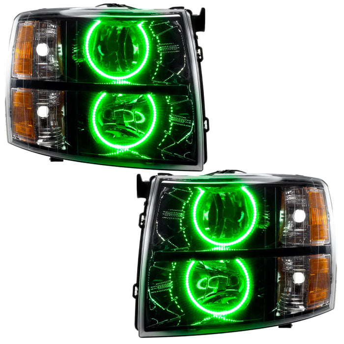 Oracle Lighting 07-13 Chevrolet Silverado Assembled Halo Headlights Round Style -Green SEE WARRANTY 7105-004