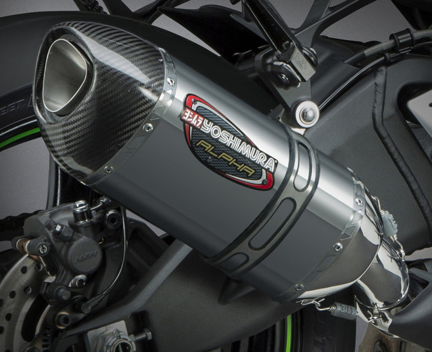 Yoshimura Alpha Slip-On Exhaust (Street/Stainless Steel/Stainless Steel/Carbon Fiber) Compatible with 12-18 Kawasaki ZX10R