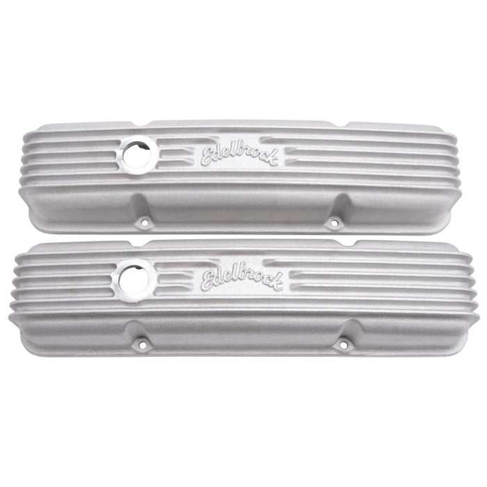 Edelbrock Valve Cover Classic Series Chevrolet 1959-1986 262-400 CI V8 w/ Breather Holes Satin 41439