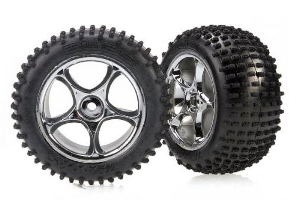 Traxxas Tracer 2.2 Chrome Wheels/Alias Tires Rear Complete 2470R