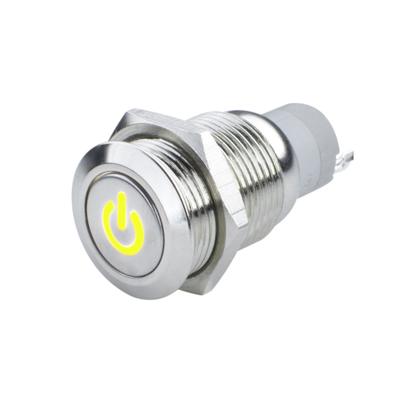 Oracle Pre-Wired Power Symbol Momentary Flush Mount LED Switch Yellow 2050-006