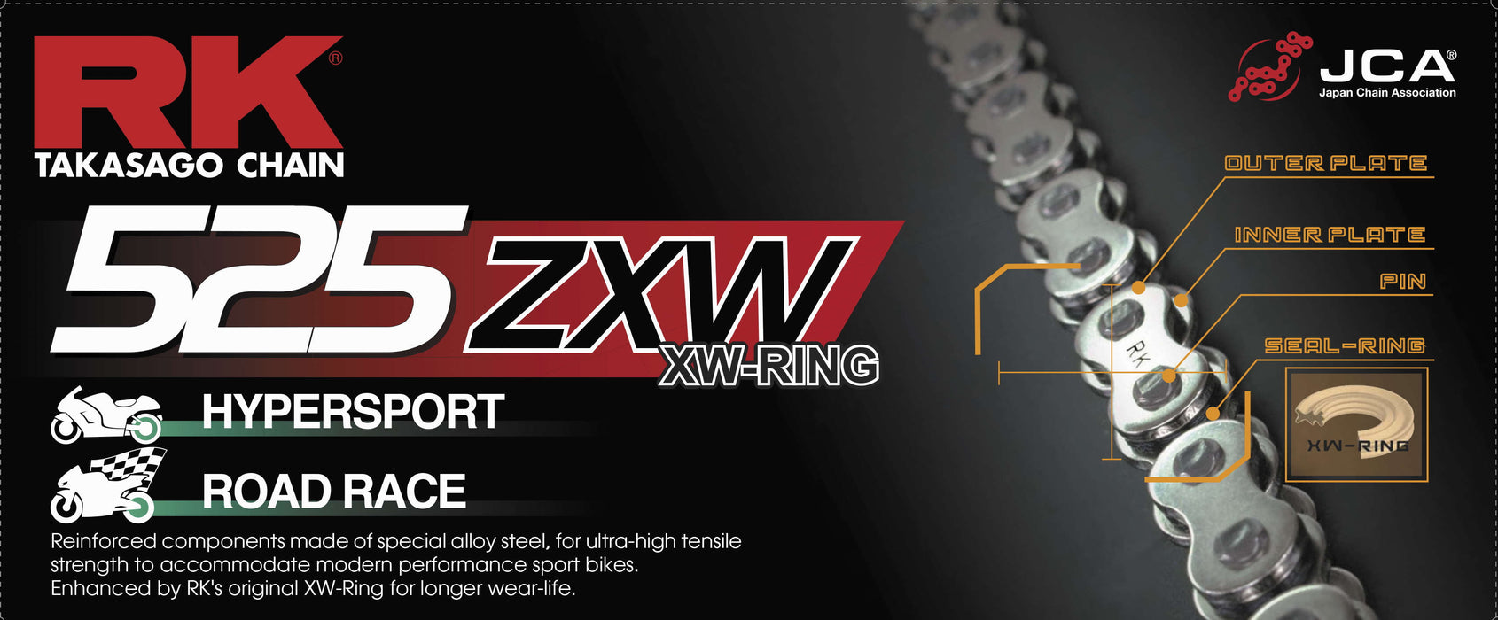 RK GB525ZXW-120 525 ZXW XW-Ring Chain - 120 Links - Gold
