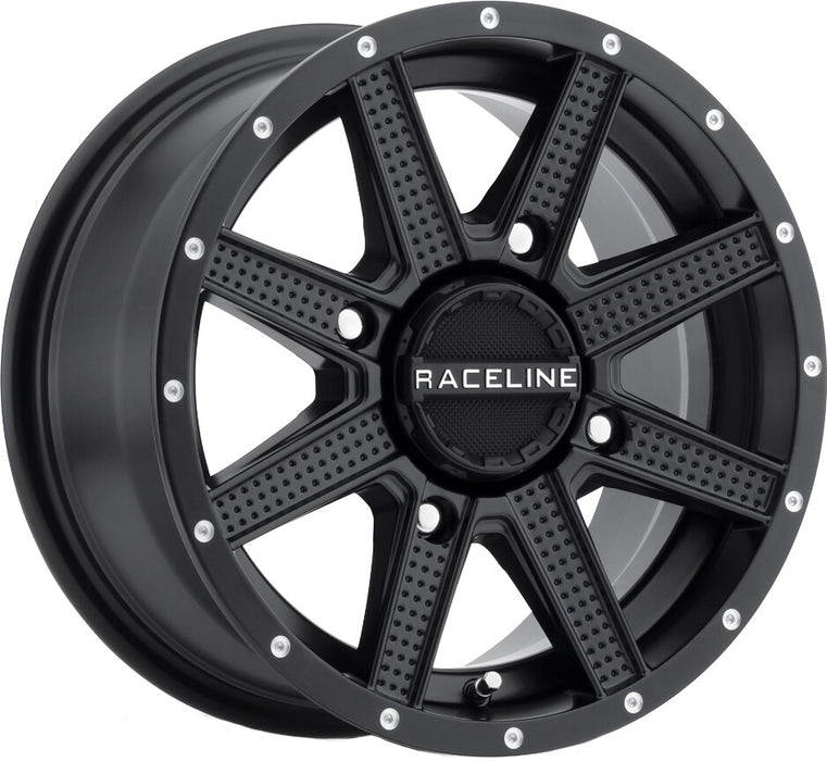 Raceline Hostage Wheel-12x7-5+2 Offset-4/11 Black Wheel with Aluminum (12 x 7. inches /1 x 1 mm, 10 mm Offset)