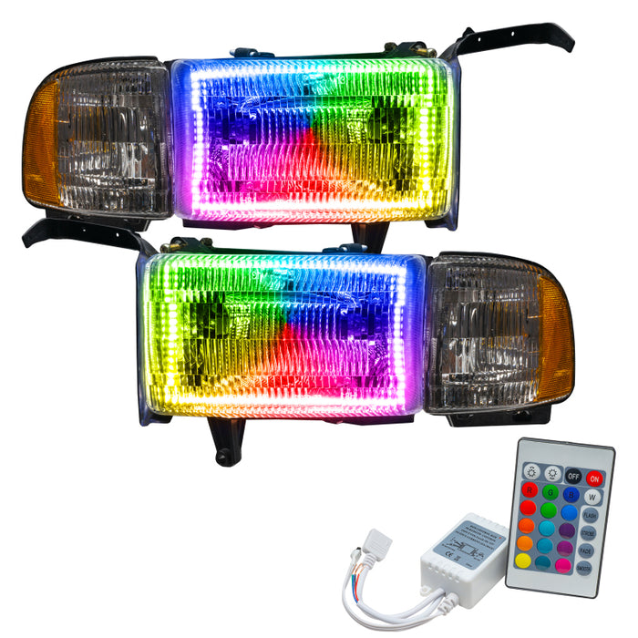 Oracle 94-02 Compatible with Dodge Ram Pre-Assembled Halo Headlights ColorSHIFT w/ Simple Controller SEE WARRANTY 8167-504