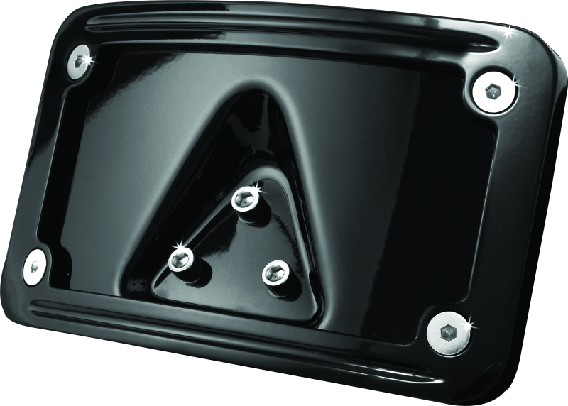Kuryakyn New Curved Laydown License Plate Mount With Frame, Gloss Black 3148