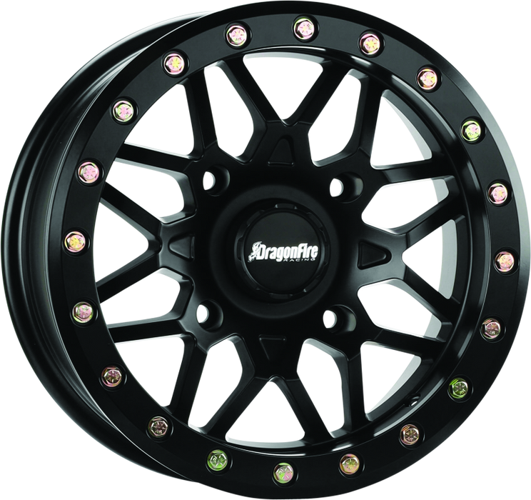 DragonFire Racing Typhon Wheel 15X7 4/137 5+2 +10 Machined Black 523198