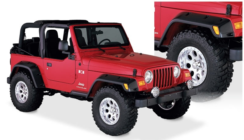 Bushwacker 97-06 compatible with Jeep TJ Max Pocket Style Flares 4pc Black 10908-07