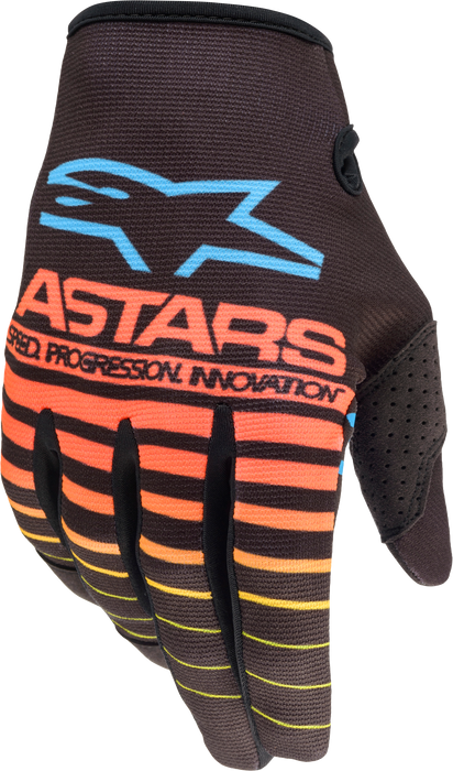 Alpinestars Youth Radar Gloves Black/Yellow Fluo/Coral Xs 3541822-1534-XS