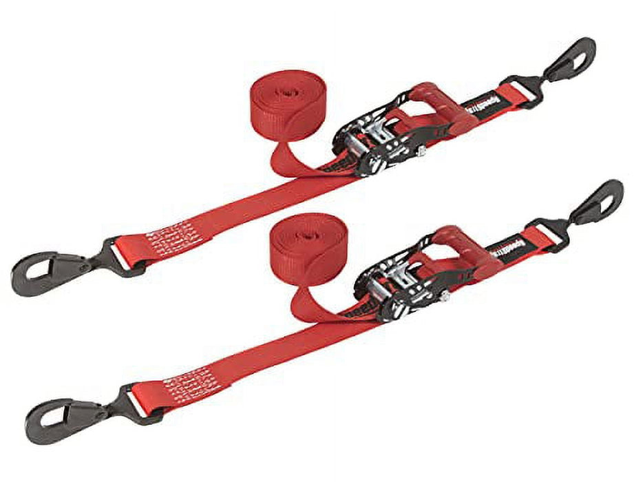 1.5IN X 10' RATCHET TIE-DOWN (2 PACK) - RED