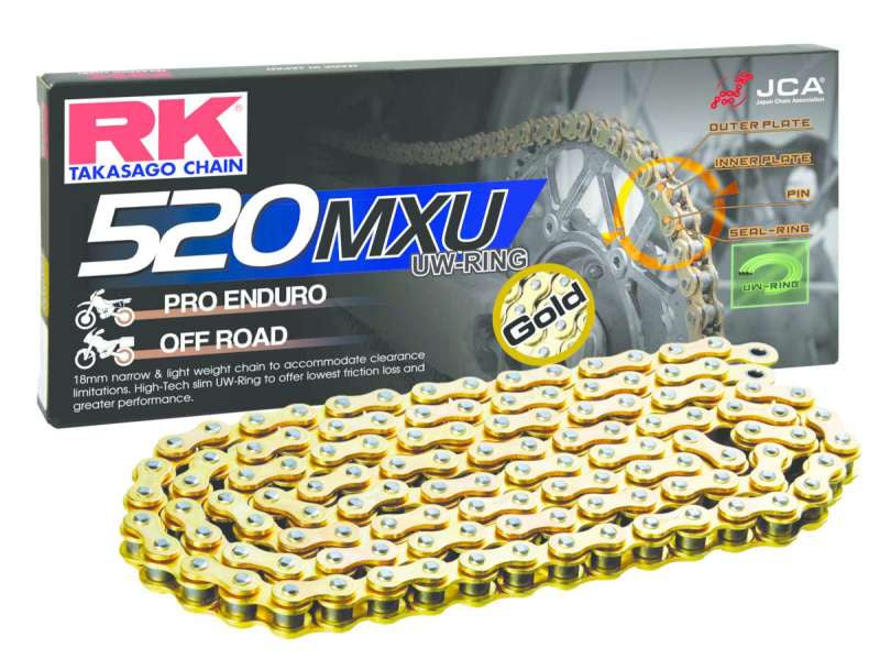 RK GB520MXU Ultra High Perform Gold MX-SX UW-Ring Motorcycle Chain - 116 Link