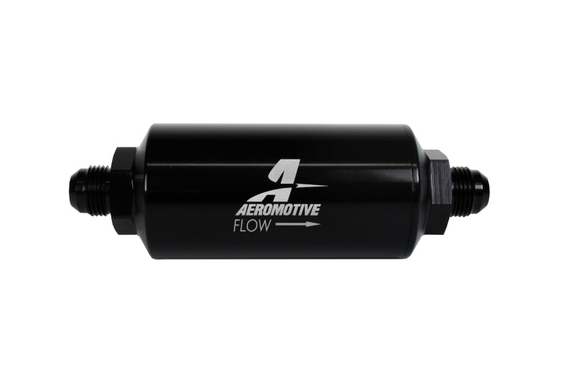 Aeromotive In-Line Filter AN-08 size Male 10 Micron Microglass Element Bright-Dip Black 12375