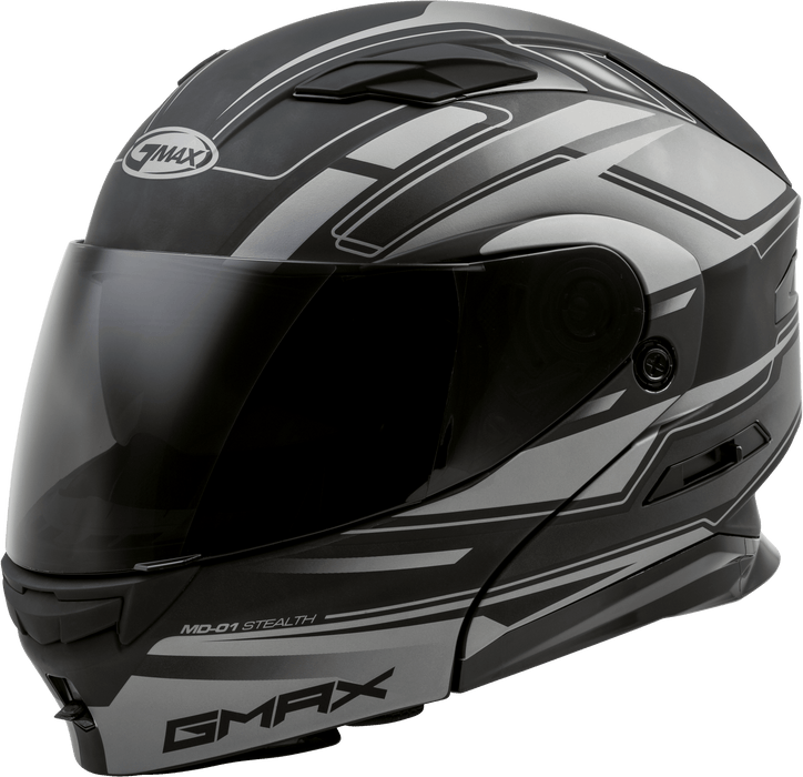 GMAX G1011396 Helmets, Matte Black/Silver, Large