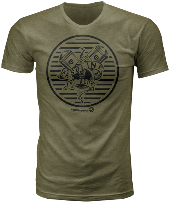 Highway 21 Men's Gasoline Tee (Military Green, Medium)