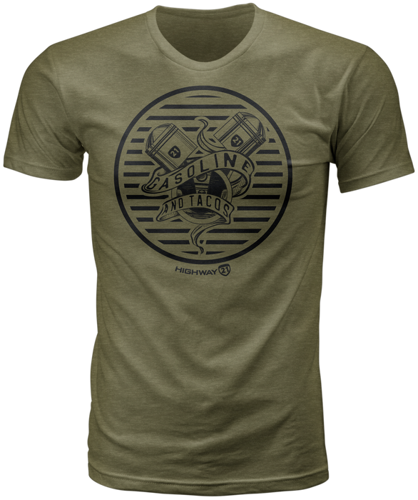 Highway 21 Gasoline Tee Military Green Sm 489-2001S