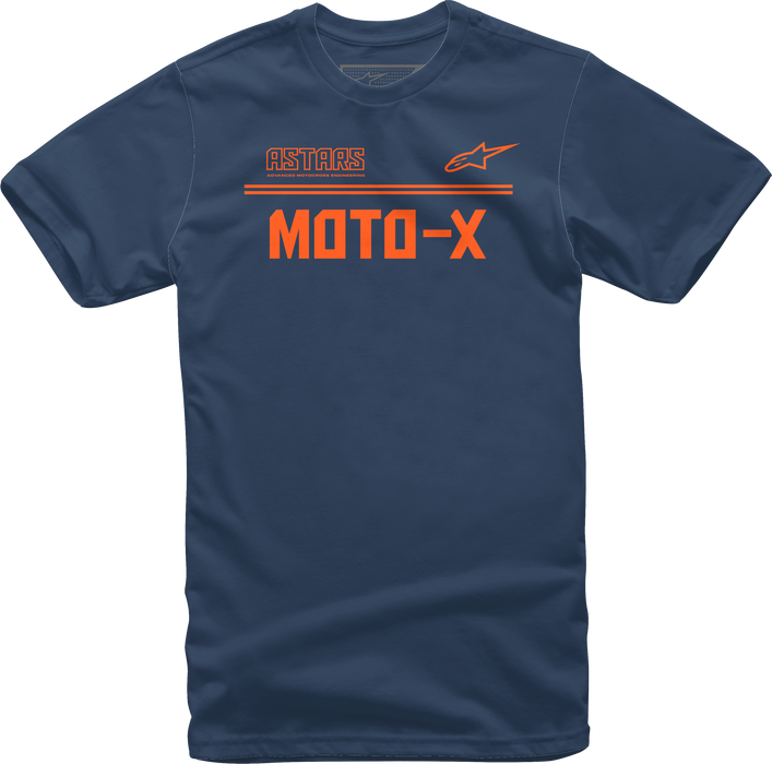 Alpinestars Astars Moto-X Tee Navy/Orange Lg 1213-72024-7032-L