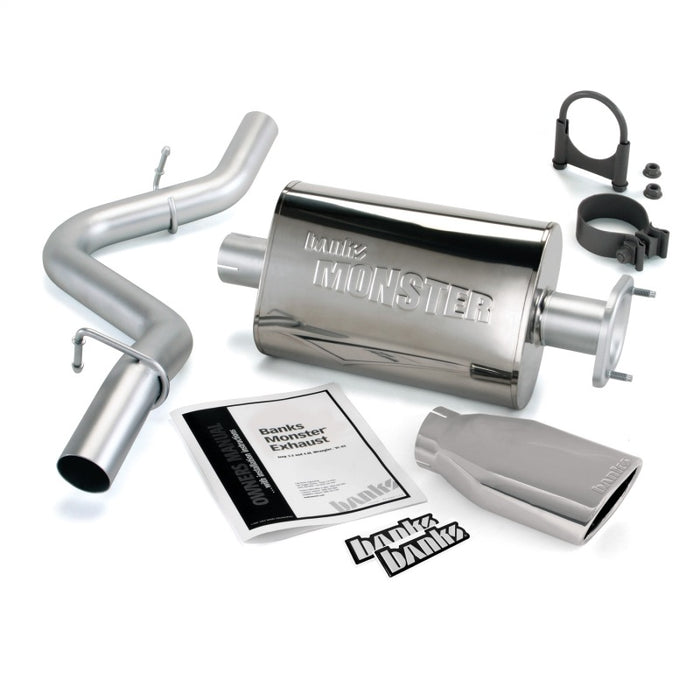 Banks Power 04-06 compatible with Jeep 4.0L Wrangler Monster Exhaust System SS Single Exhaust w/ Chrome Tip 51314