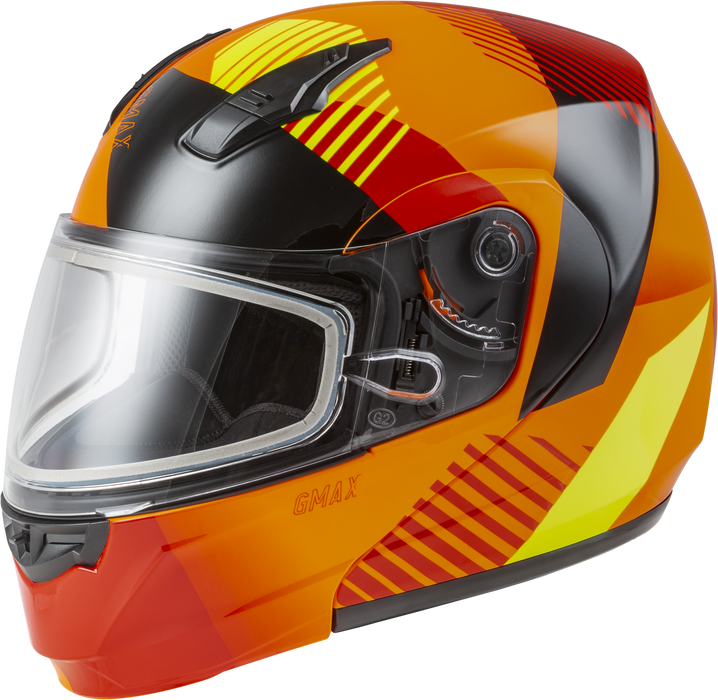 GMAX MD-04S Reserve, Lightweight Modular Helmet for Snow & Motor Sports, Comfortable Full-Face Protection (NEON Orange/HI-VIS)