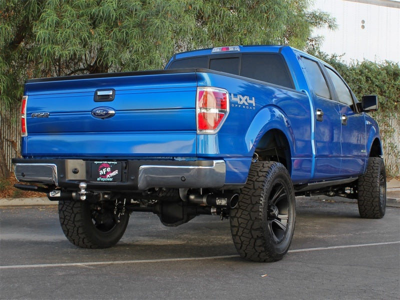 aFe MACHForce XP Exhaust 3in SS Dual Side Exit CB w/ Black Tips 11-14 Ford F150 EcoBoost V6-3.5L TT 49-43056-B