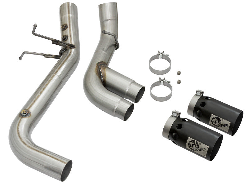 aFe Victory Series 4in 409-SS DPF-Back Exhaust w/ Dual Black Tips 2017 GM Duramax V8-6.6L(td) L5P 49-44089-B