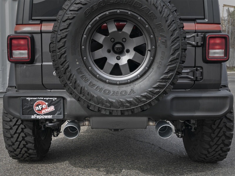 aFe Rebel Series 2.5in 304 SS Cat-Back Exhaust w/ Black Tips 2018+ compatible with Jeep Wrangler (JL) V6 3.6L 49-38066-B