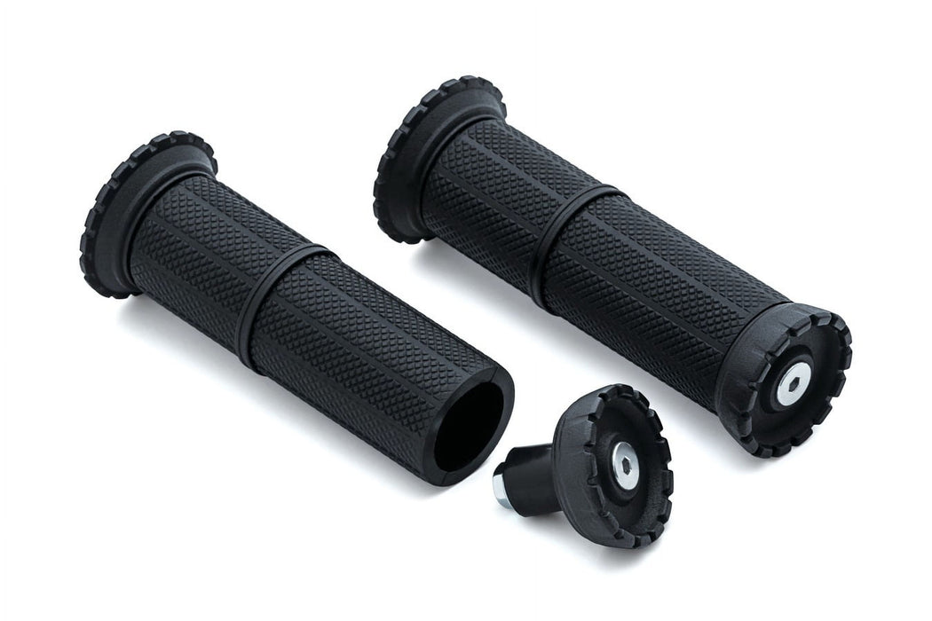 Kuryakyn 3587 Riot Handlebar Grips for Throttle and Clutch, Universal Fit for 7/8" Diameter Handlebars, Satin Black, 1 Pair