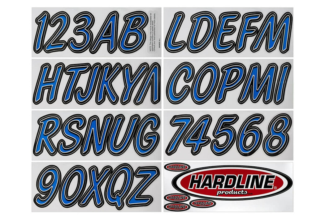 Hardline Products Series 400 Factory Matched 3-Inch Boat & PWC Registration Number Kit - Blue/Black